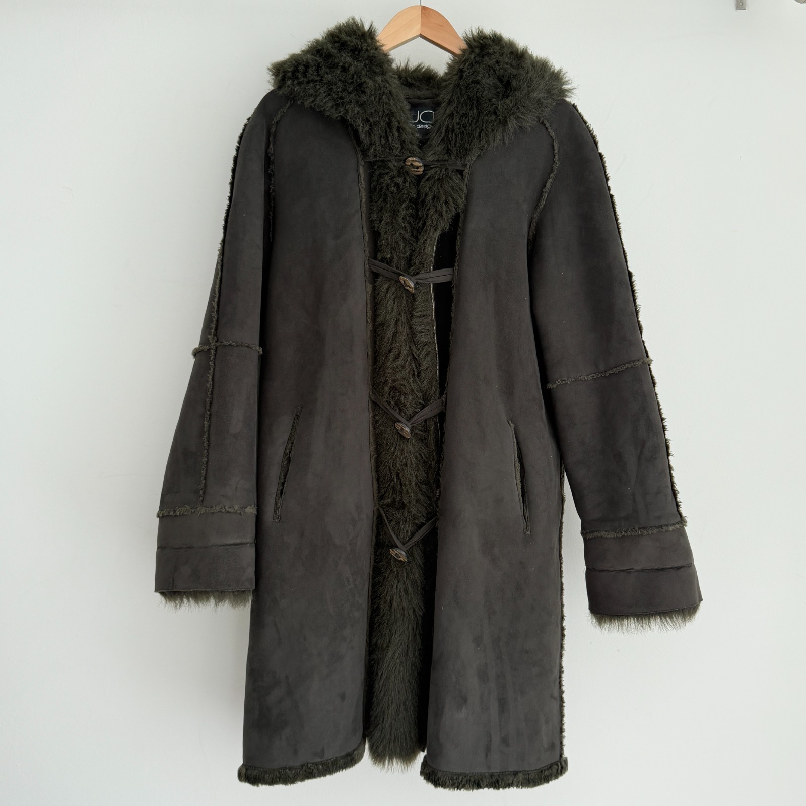 Vintage Penny Lane Coat Medium Faux Fur Suede Long Afghan Boho Hippie Retro