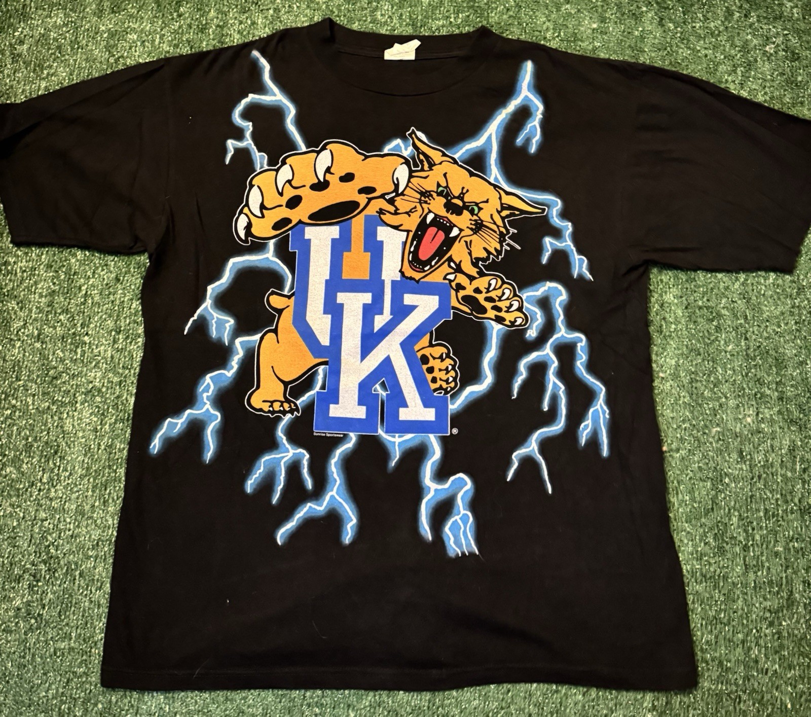 Vintage University Of Kentucky Lightning Shirt American Thunder Wildcat 90s RARE