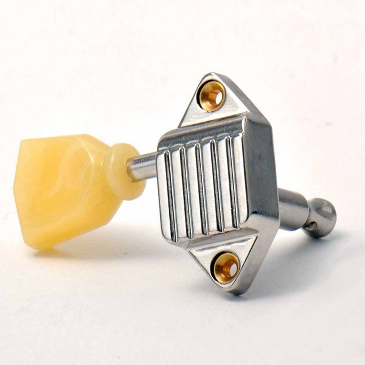 6 Kluson 3+3 Nickel Waffleback Vintage Tuners 18:1, Keystone Pearl buttons