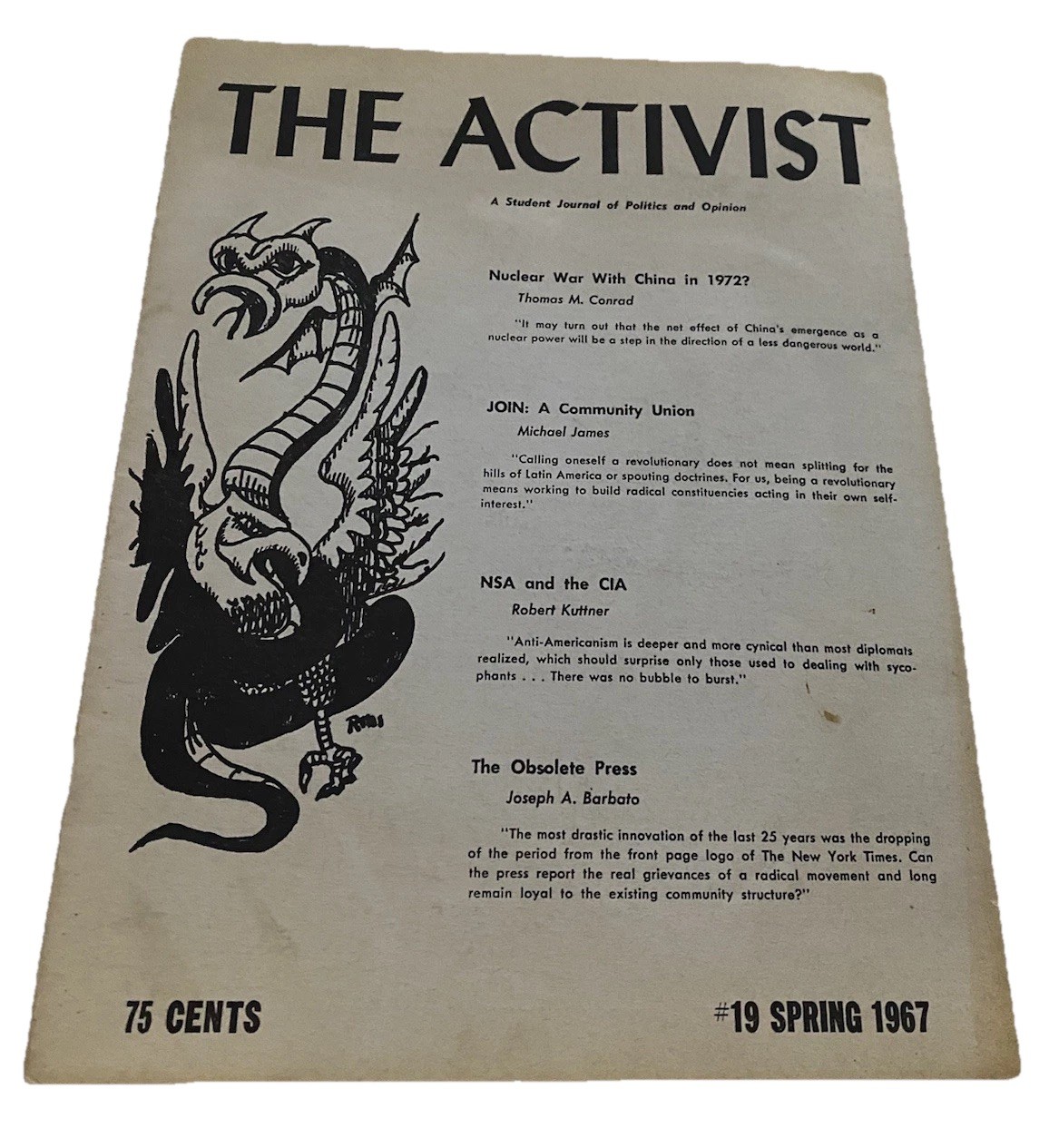 The Activist Student Journal Politics 1967 #19 Spring The Activist Student Journal Politics 1967 #19 Spring