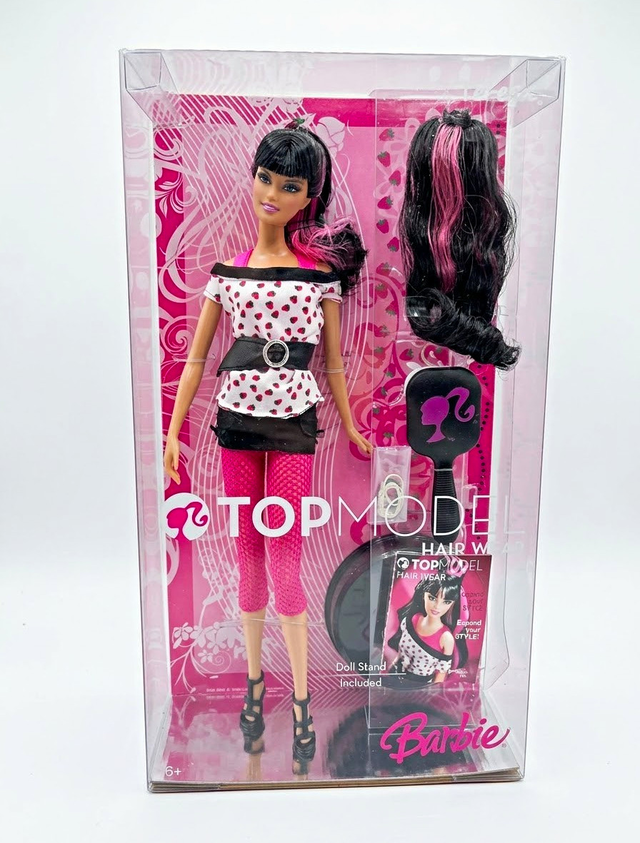 NIB Barbie Top Model Hair Wear Teresa Fashion Doll w/ Accessories & Stand