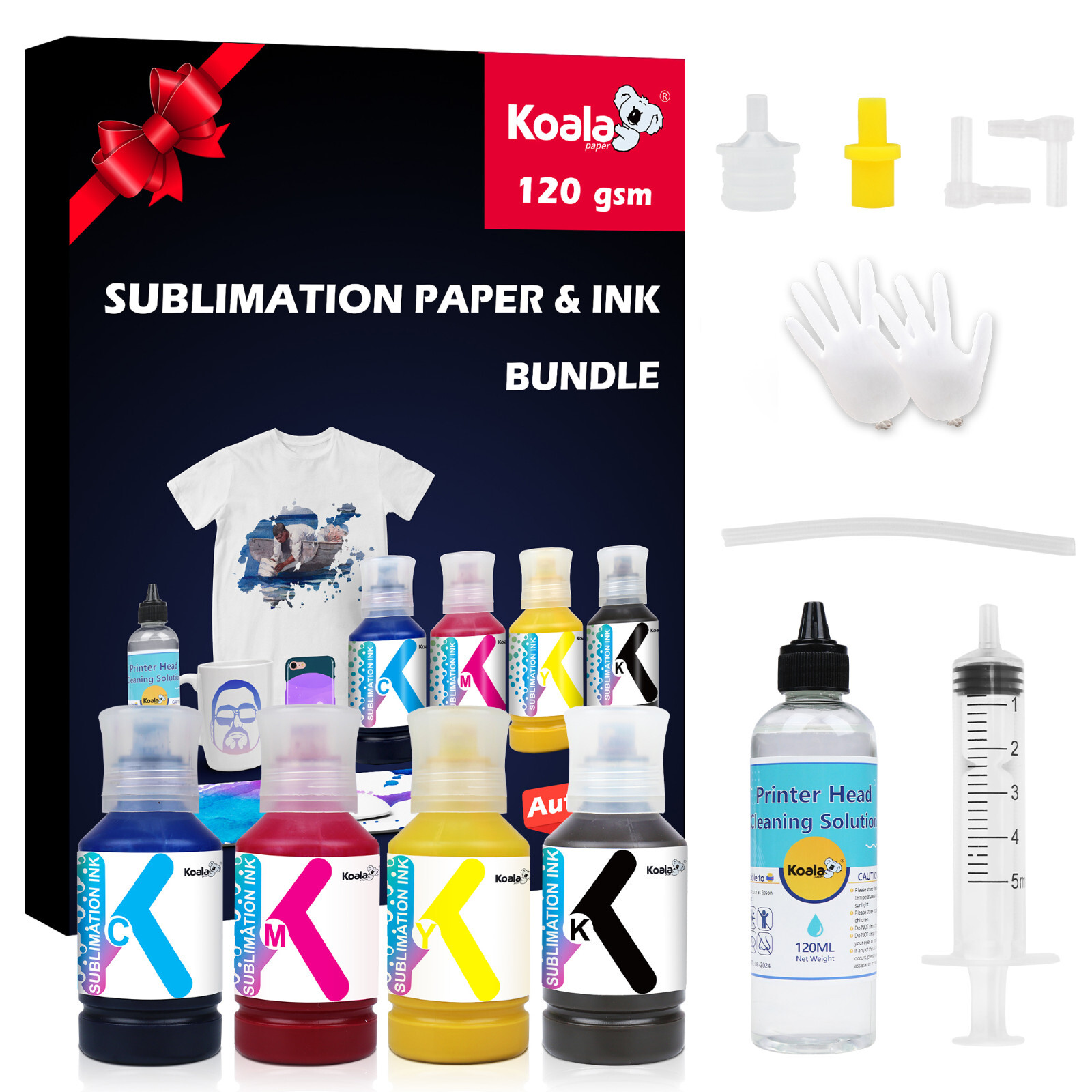 Koala Sublimation Paper and Ink Bundle with Sublimation Printer Head Cleaner Kit