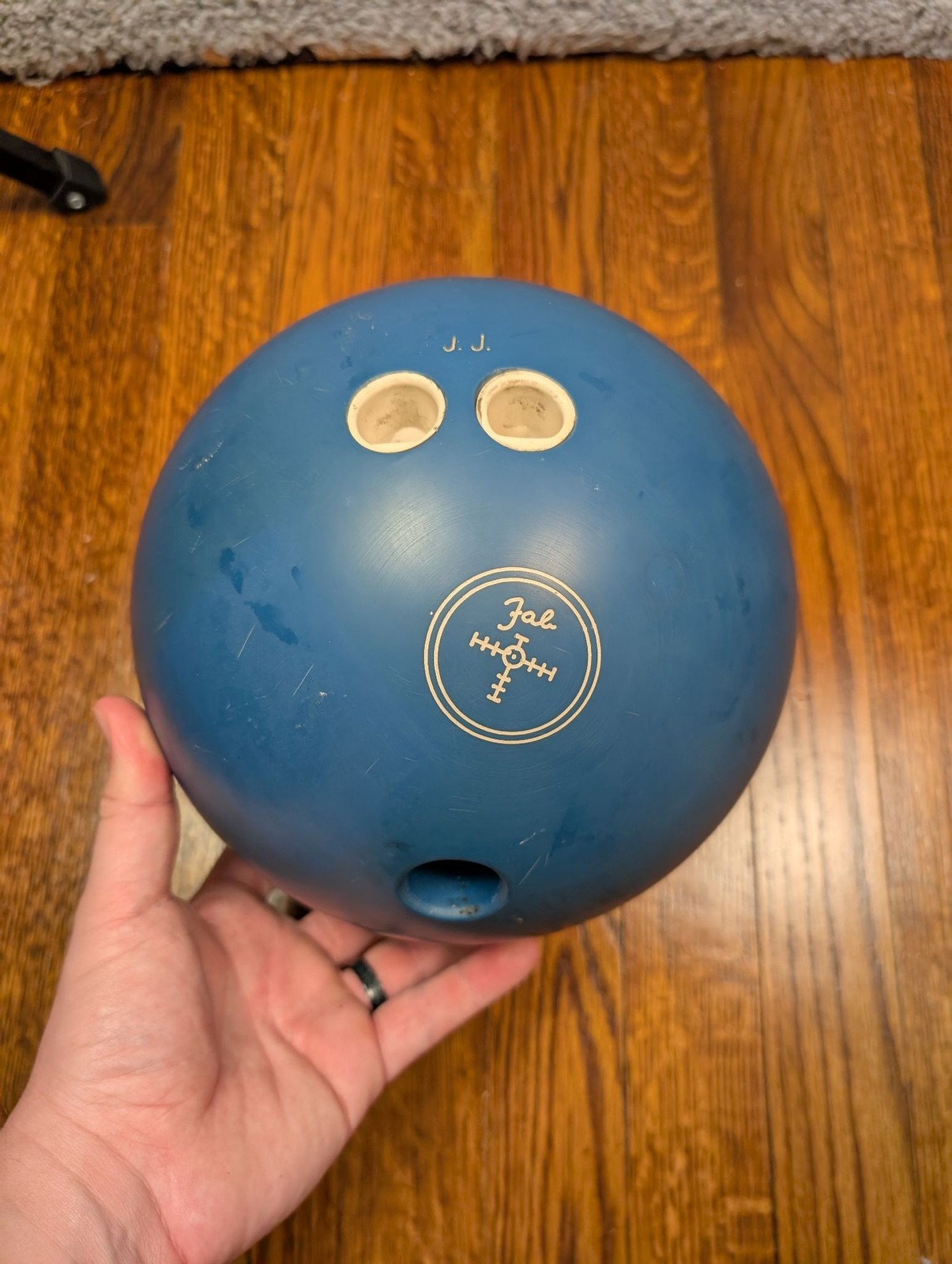 Hammer Urethane Bowling Ball 15lb Blue Drilled Vintage Made In USA Hammer Bag