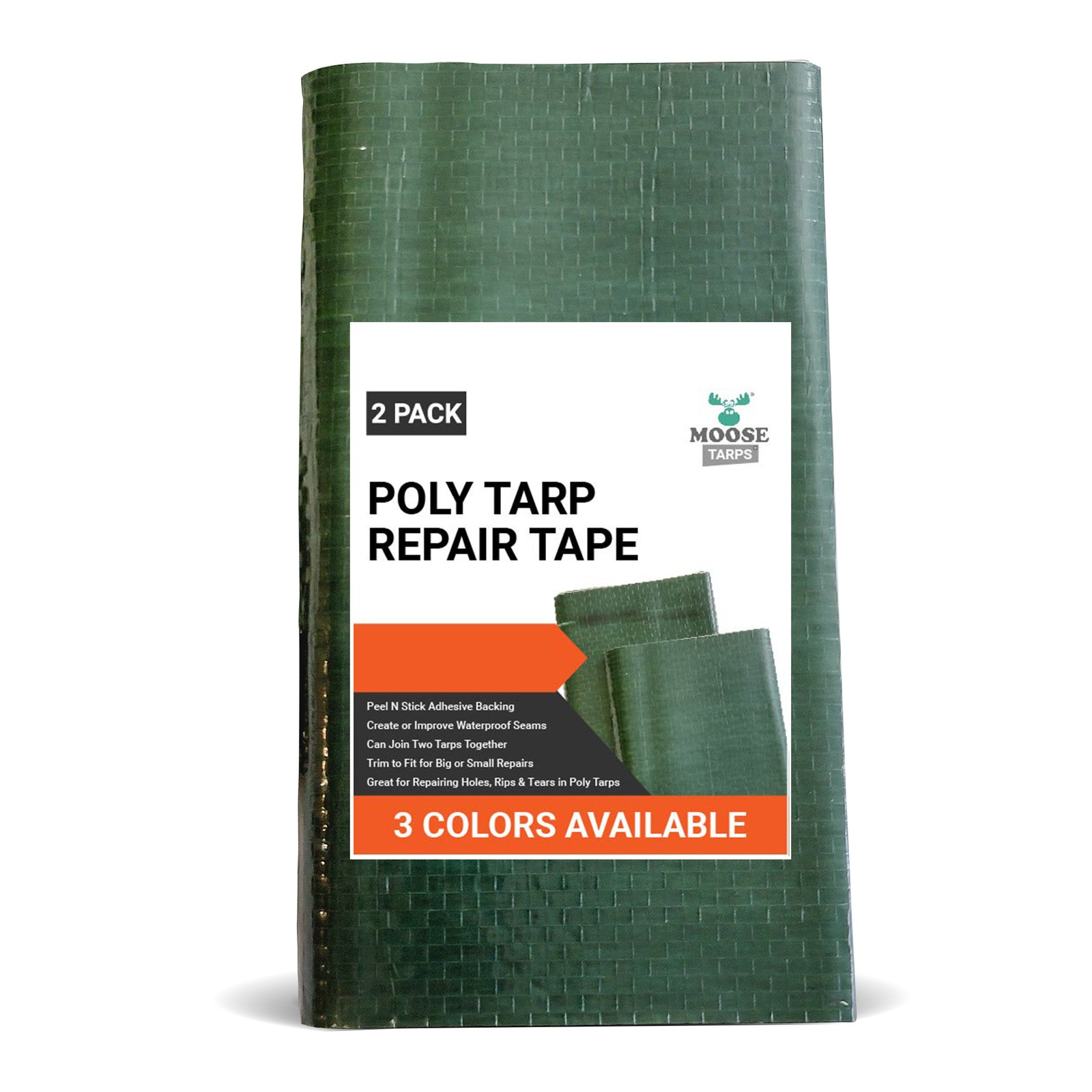 Green Tarp Repair Tape 2-Pack 6x40in Self Adhesive Poly Patch Waterproof Seal