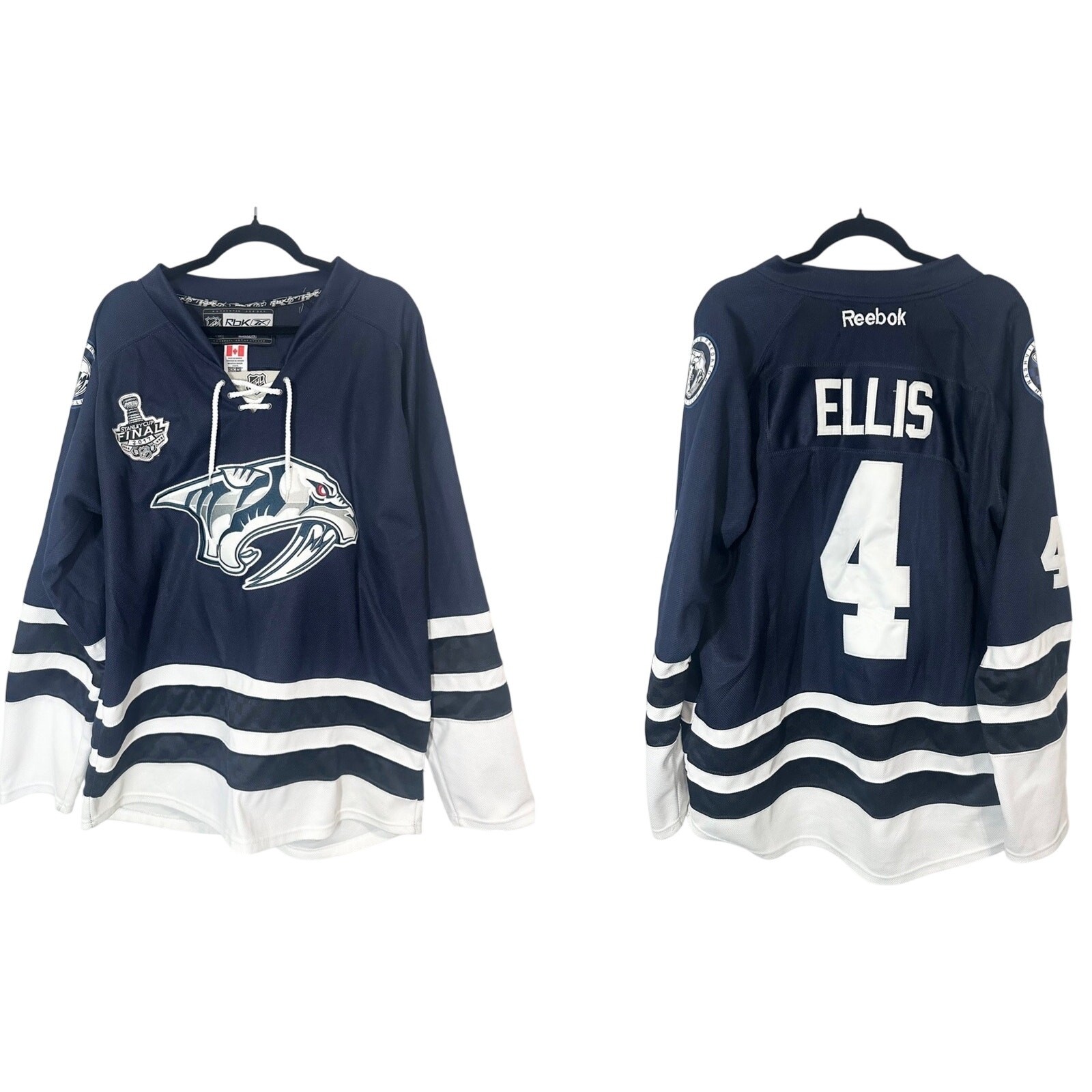 Nashville Predators Ryan Ellis #4 Reebok Authentic NHL Jersey 2017 Finals Sz 52