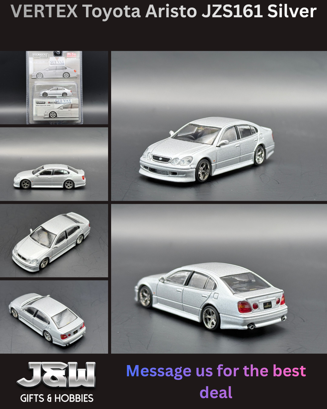Tarmac Works (JDM) VERTEX Toyota Aristo JZS161 Silver (Lexus GS) Global64 1/64