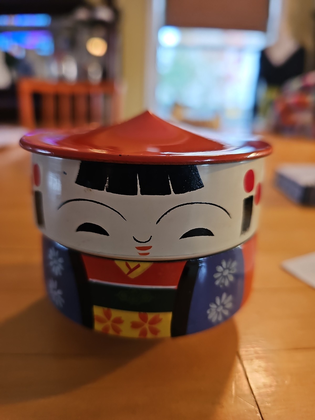 Vintage Japanese Otagiri Lacquerware Kokeshi Stackable Trinket Box Vintage Japanese Otagiri Lacquerware Kokeshi Stackable Trinket Box