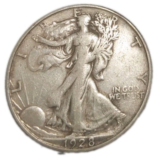 1928-S Walking Liberty Silver Half Dollar Very Fine Lines In Gown Free Post 1928-S Walking Liberty Silver Half Dollar Very Fine Lines In Gown Free Post