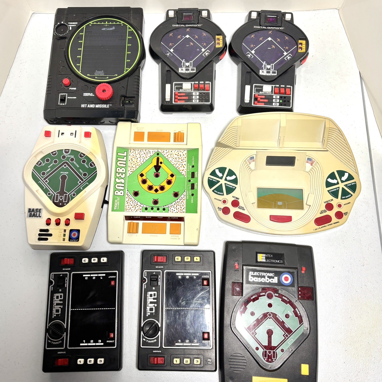 9 Vintage Electronic Games Lot TOMY Entex Tiger Baseball Blip Untested /Parts