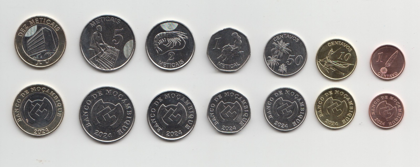 MOZAMBIQUE:  Complete set of 7 coins -New family 2024 series all MINT condition