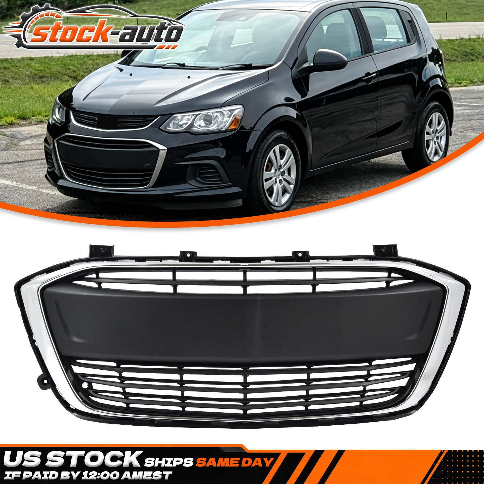 Front Lower Grill Matte Black For Chevrolet Sonic LS/LT 2017-2020 42496925