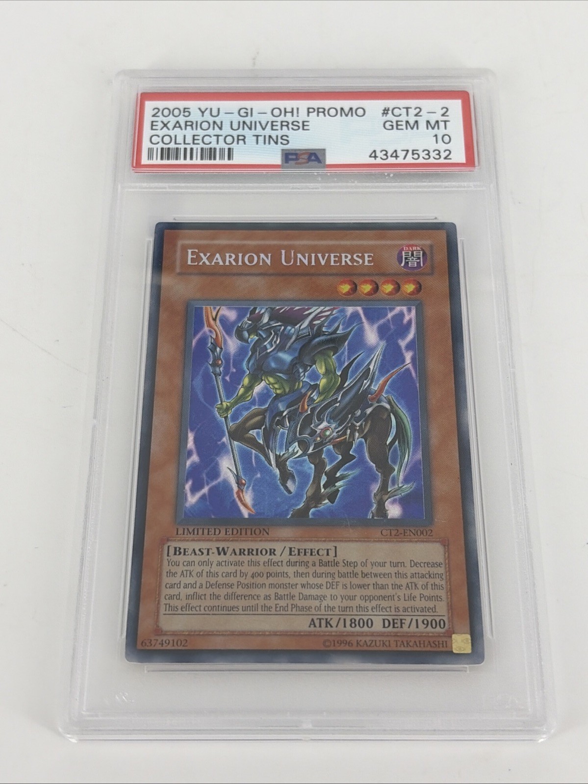 2005 YU-GI-OH Promo Exarion Universe CT2-EN002 PSA 10 Collector Tins Gem MT
