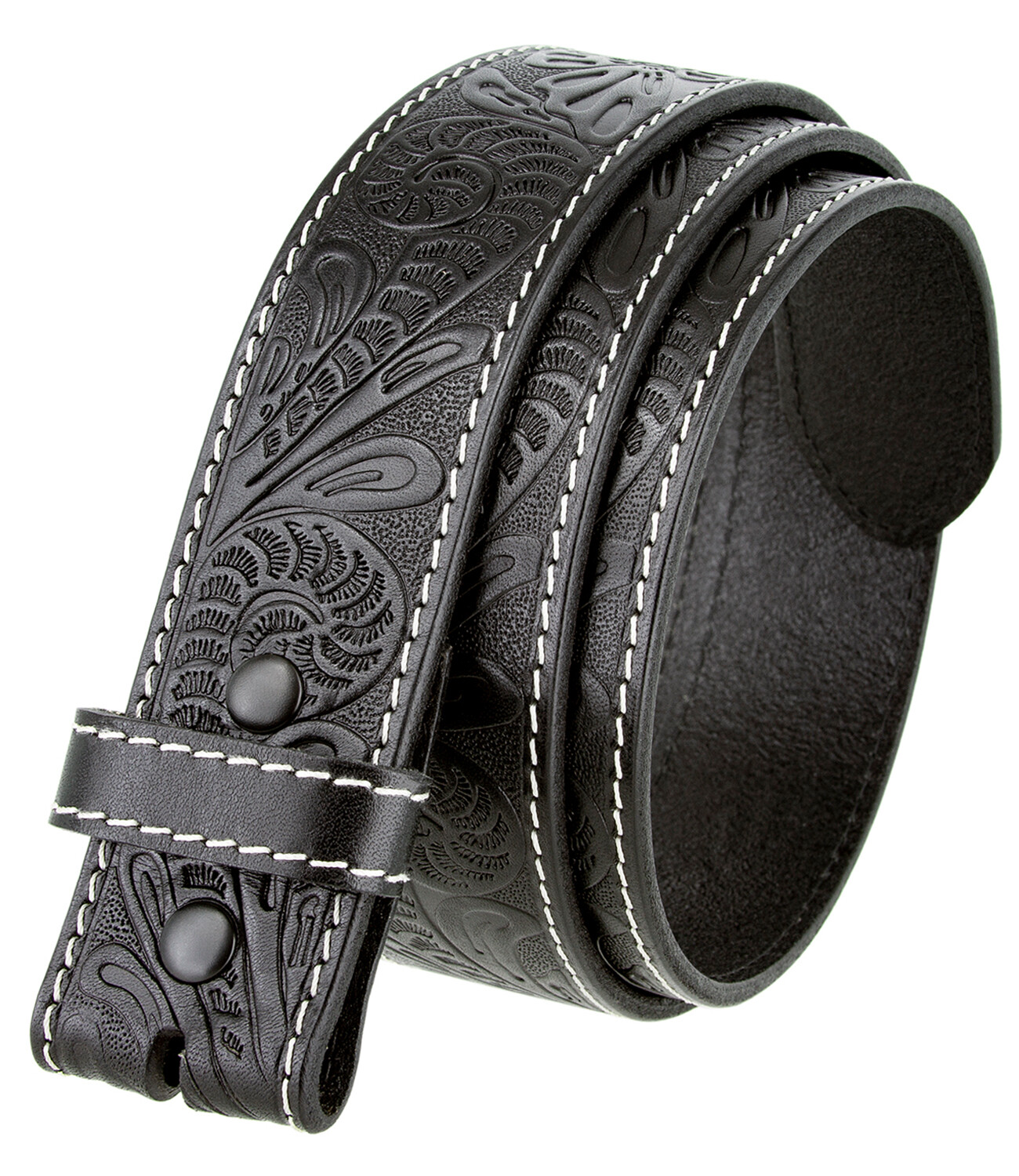 Western Floral Engraved Tooled Genuine Full Grain Leather Belt Strap 1-1/2\