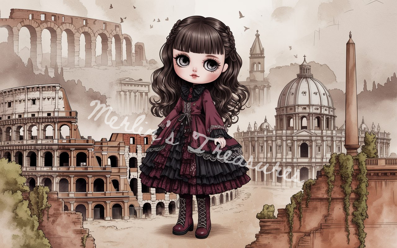Digital Image Picture Photo Desktop Wallpaper Background Girl Doll in Rome