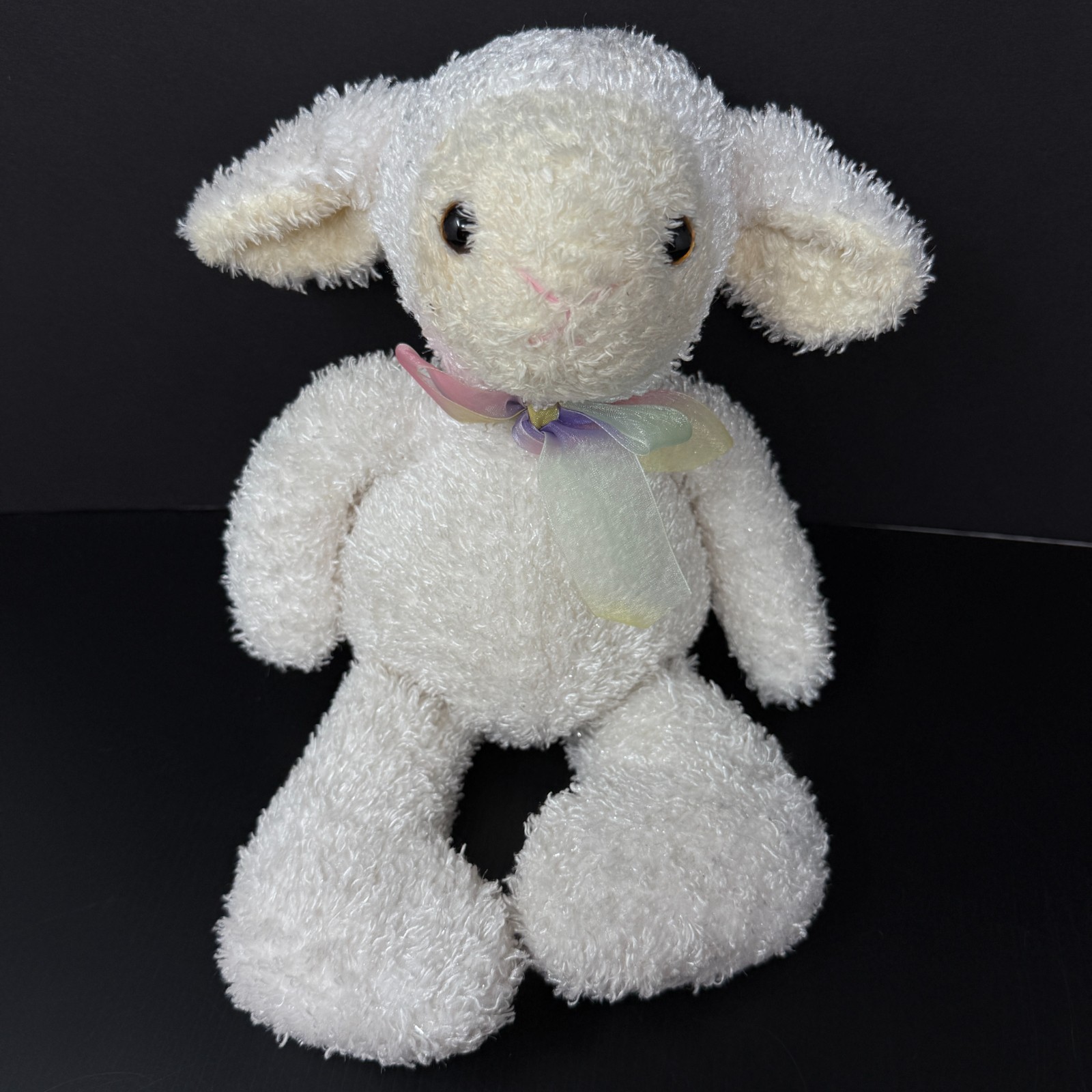 Vintage 2001 Commonwealth White Lamb Plush Sparkle Shimmer Sheep Stuffed Animal