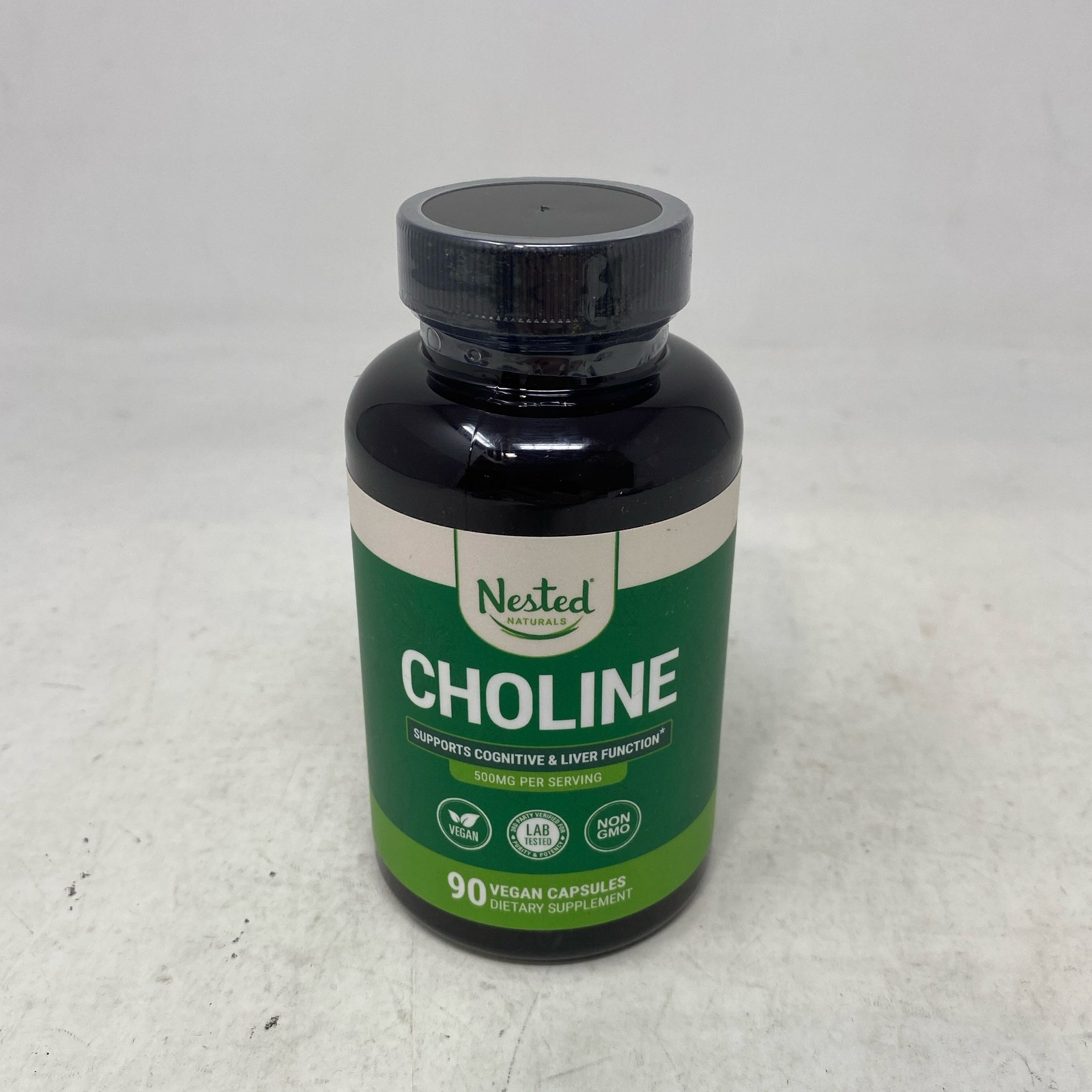Nested Naturals Choline Bitartrate 500mg - 90 Vegan Capsules, Green
