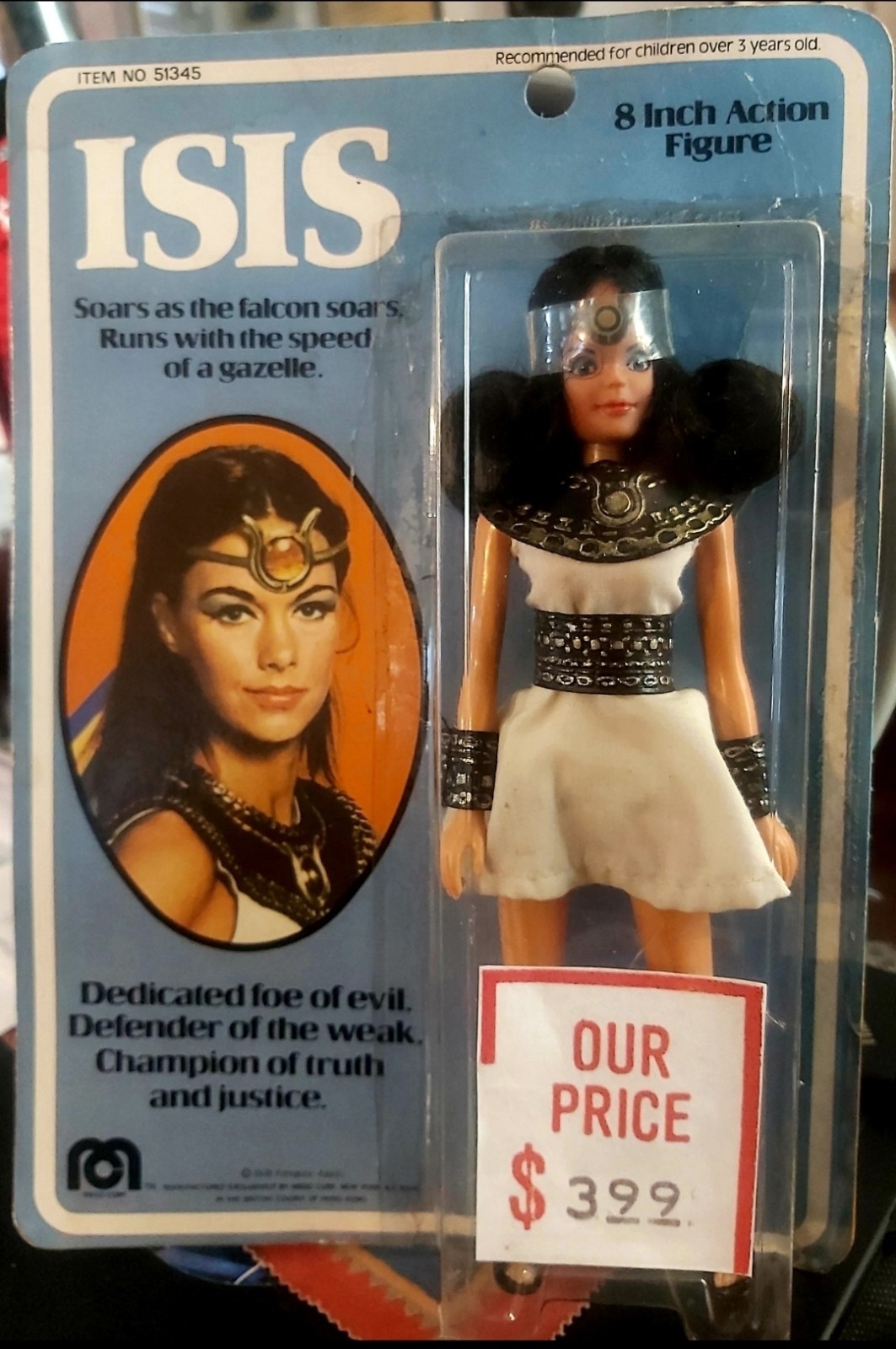 Vintage 1976 Mego ISIS Figure Re Sealed on Card RARE Straight Arm Variation Vintage 1976 Mego ISIS Figure Re Sealed on Card RARE Straight Arm Variation