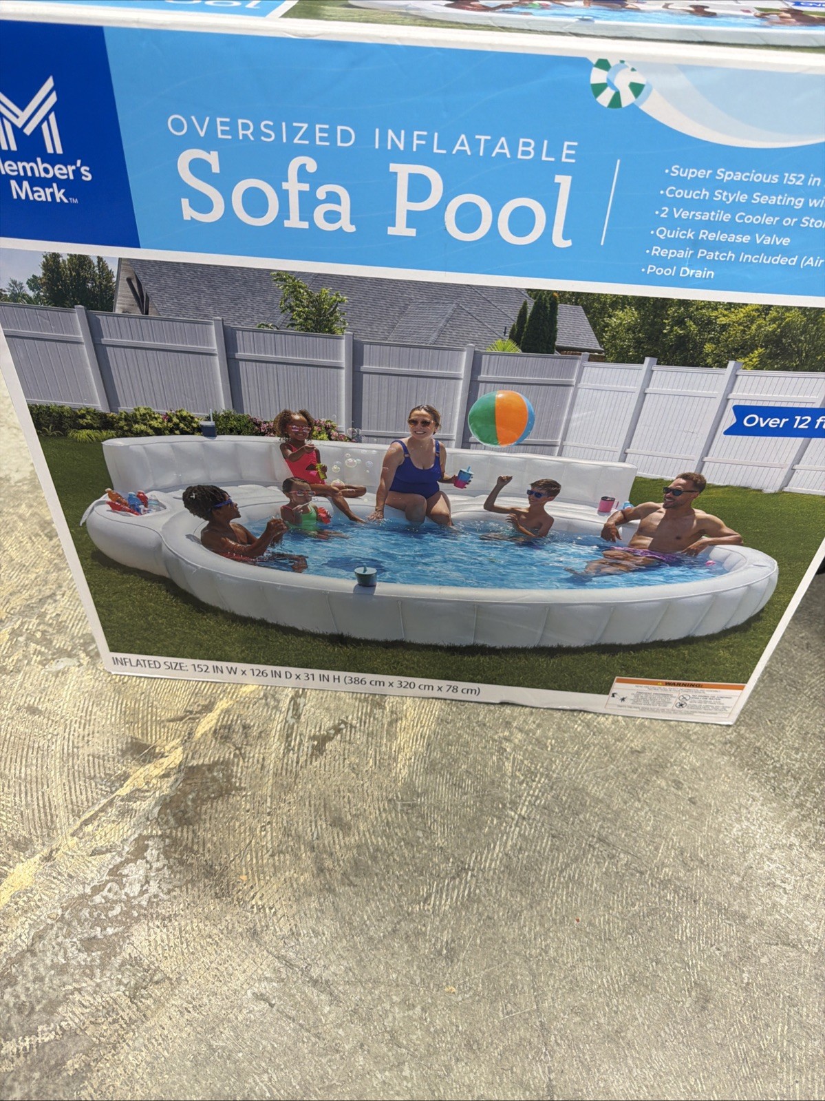 Member\'s Mark Oversized Inflatable Pool Sofa White Lounge Float Member\'s Mark Oversized Inflatable Pool Sofa White Lounge Float