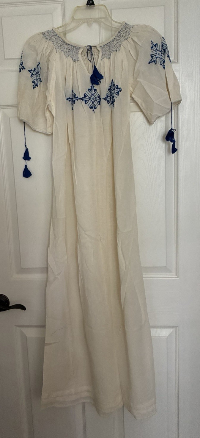Vintage Folk night dress embroidered Romanian Traditional Handmade