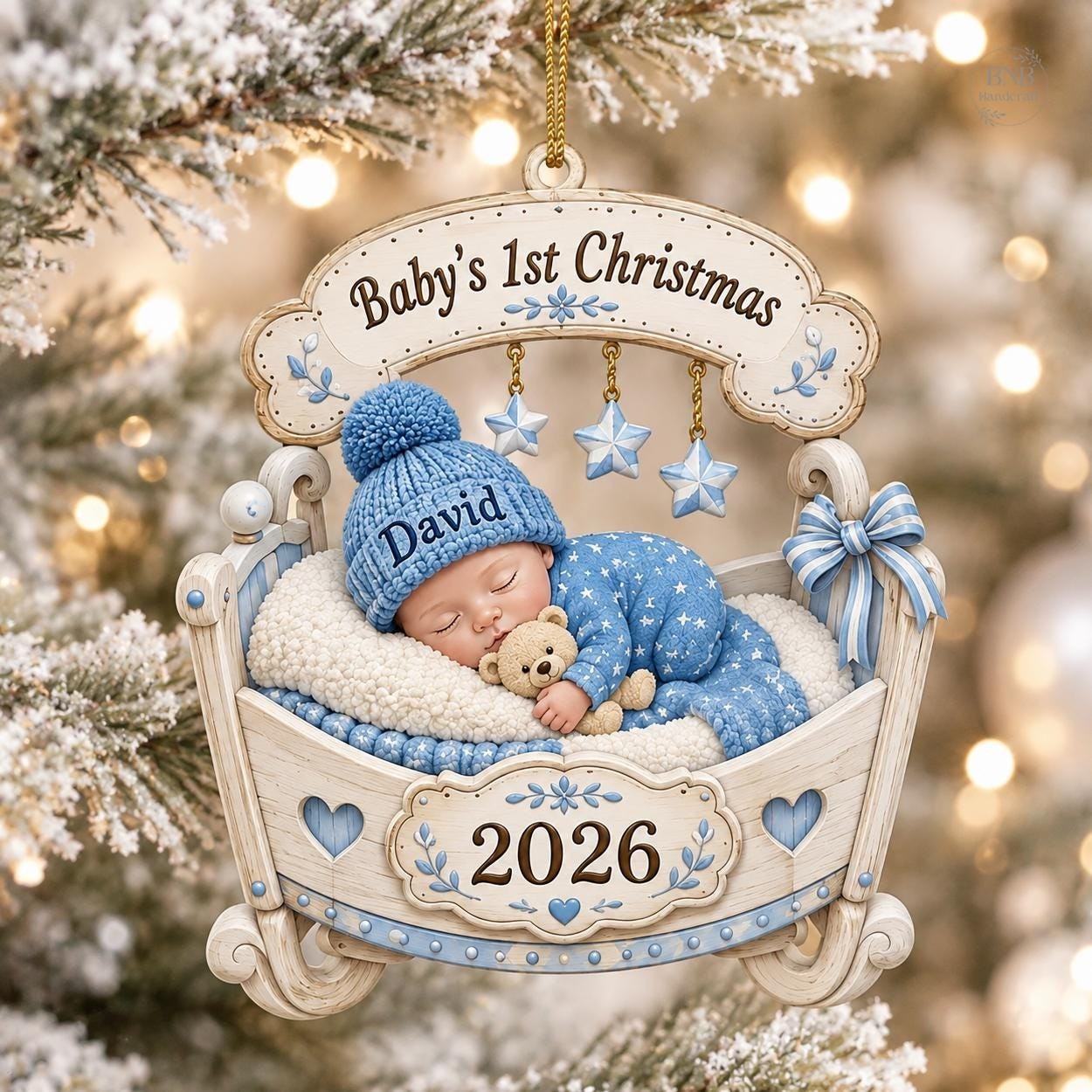 Personalized Baby\'s First Christmas Ornament 2026, Custom Name Newborn Keepsake
