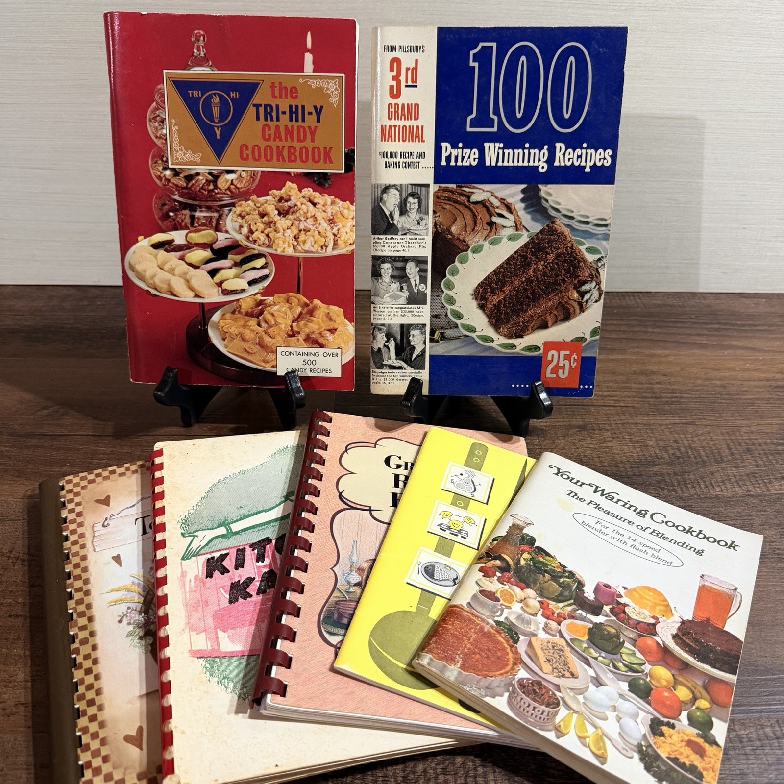 Vtg Mid Century Cookbook Lot of 7 1950s 1960s Pillsbury Grand National Waring
