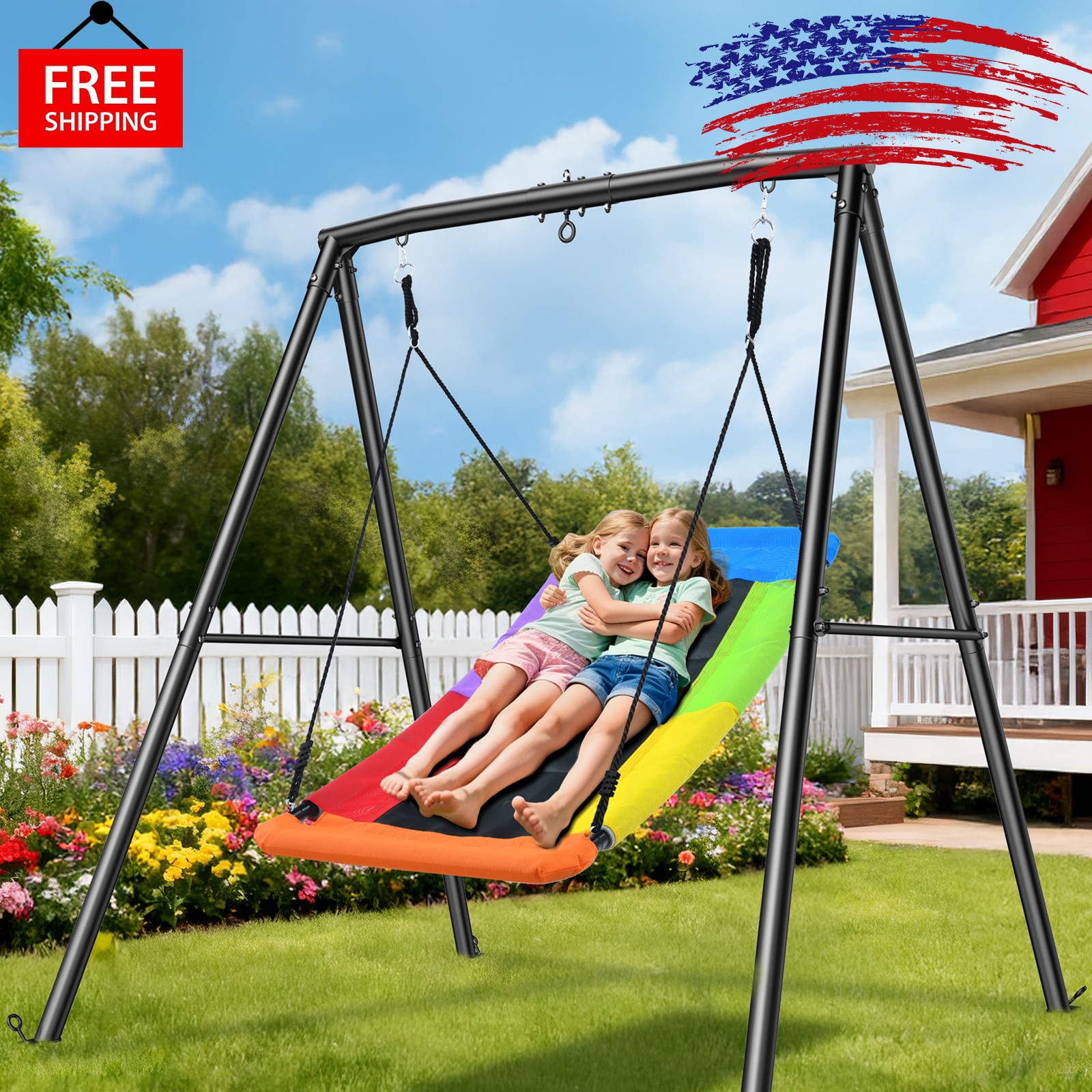 Trekassy 440lb Heavy Duty Metal Swing Set for Kids Adult with 60\ Trekassy 440lb Heavy Duty Metal Swing Set for Kids Adult with 60\