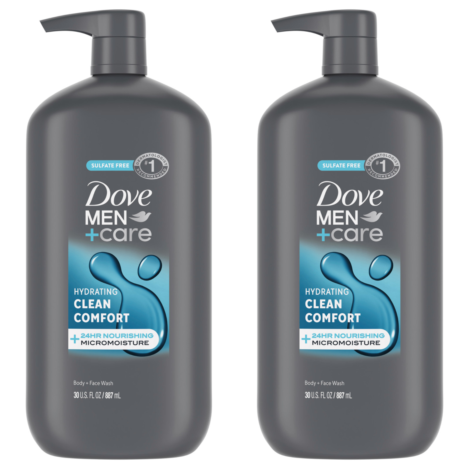 Dove Men+Care Body Wash & Face Wash Clean Comfort 30 fl oz 2-Pack