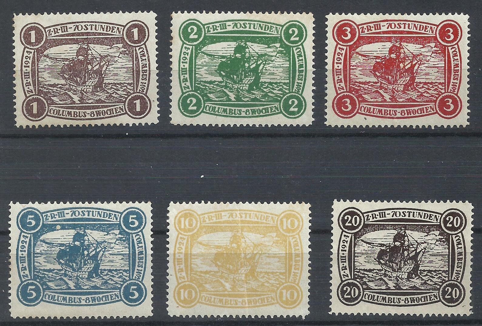 ZEPPELIN GERMANY 1924 ZRIII ZR3 - USS Los Angeles CINDERELLAS Complt Set MNH-MNG