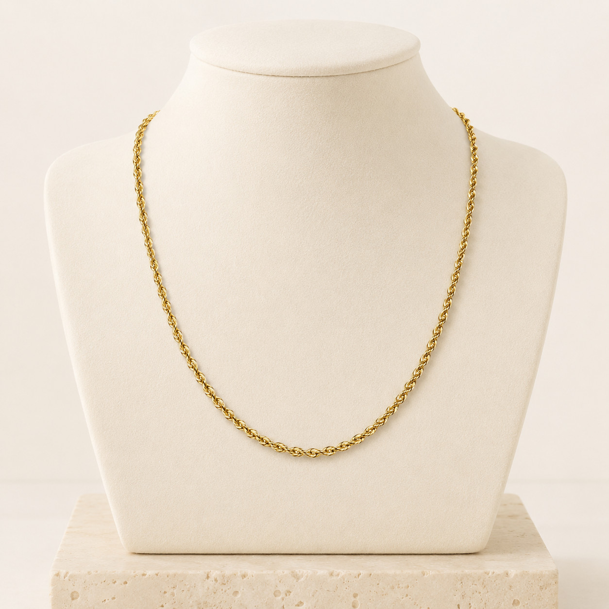 14K Gold Rope Chain Necklace 2.5mm 20in Italian Twisted Link Lobster Clasp 14K Gold Rope Chain Necklace 2.5mm 20in Italian Twisted Link Lobster Clasp