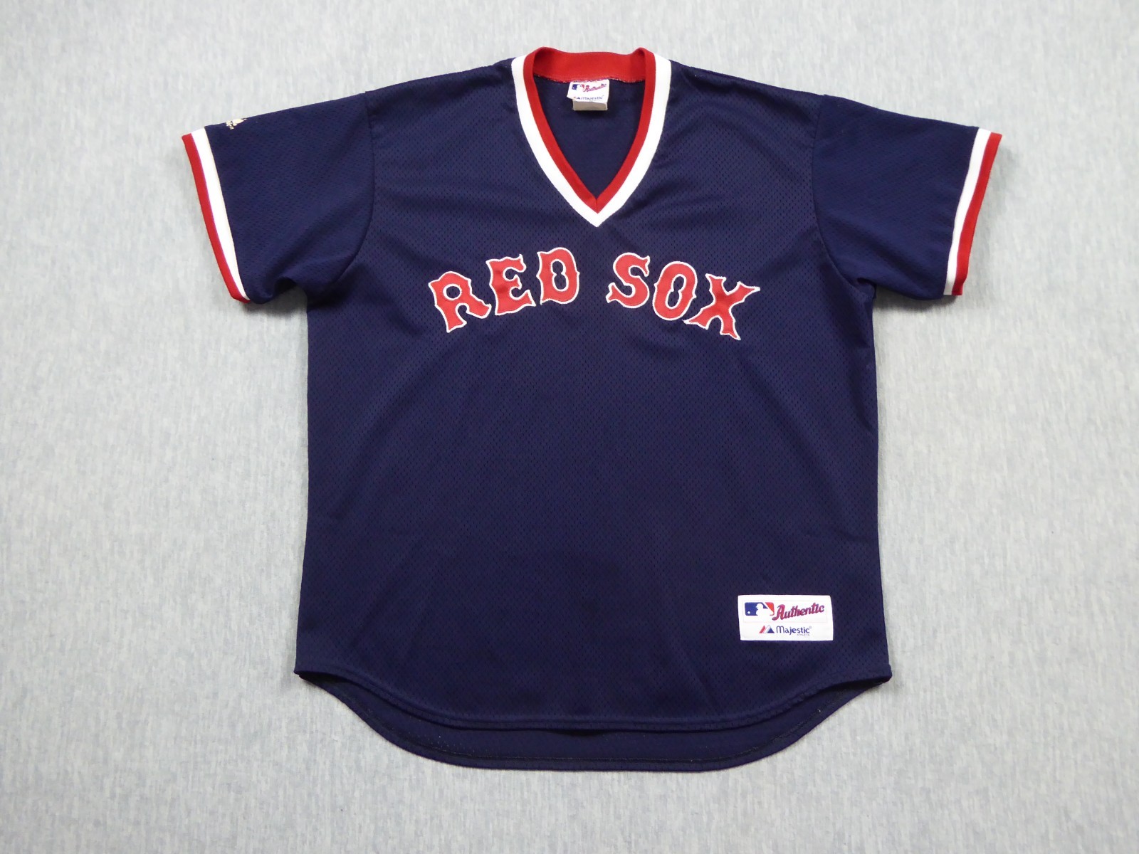 Vintage Majestic Boston Red Sox Jersey Mens XL Blue Batting Practice MLB USA Y2K