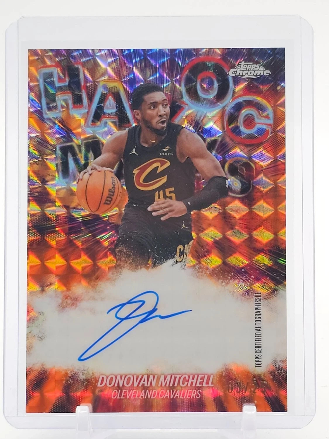 DONOVAN MITCHELL 2025-26 TOPPS CHROME UPD HAVOC MARKS ORANGE GEO AUTO 03/25 DONOVAN MITCHELL 2025-26 TOPPS CHROME UPD HAVOC MARKS ORANGE GEO AUTO 03/25