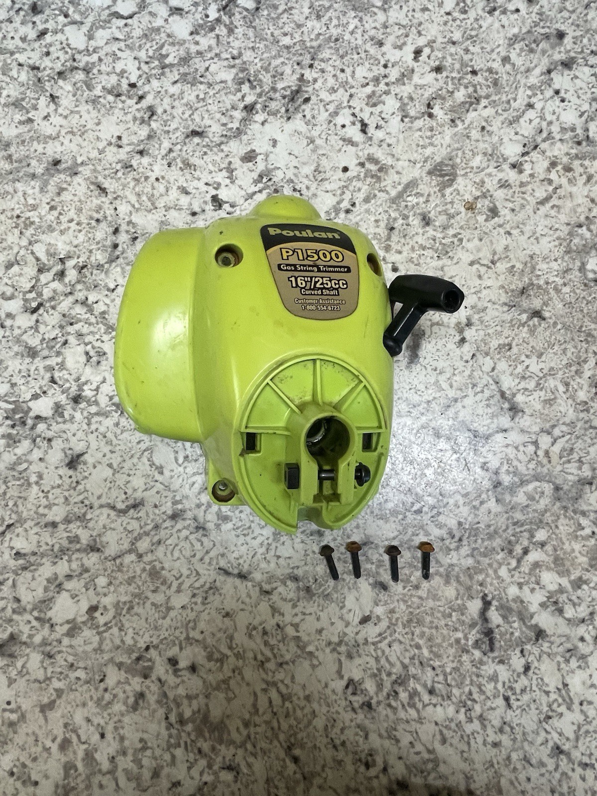 OEM Poulan P1500 16/25cc Trimmer Recoil Pull Start Fan Housing 545010611 W/Bolts OEM Poulan P1500 16/25cc Trimmer Recoil Pull Start Fan Housing 545010611 W/Bolts
