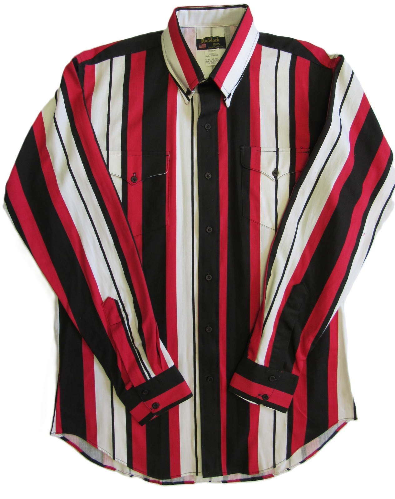 VTG Ruddock Bros Men\'s Size M Rodeo Cowboy Print Stripe Button Shirt