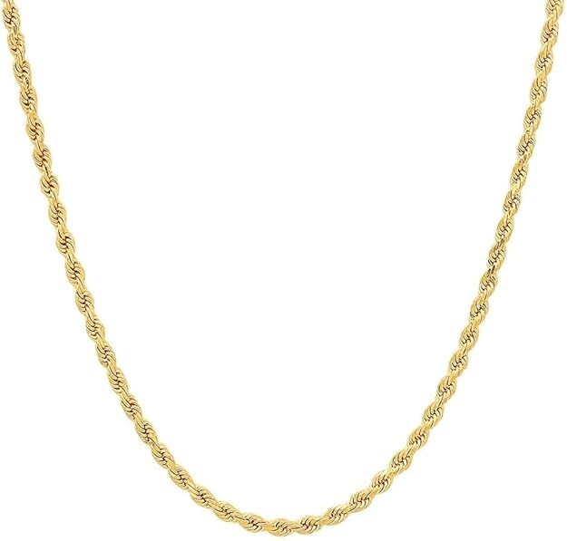 Real Genuine Solid 1/20 14K Yellow Gold Rope Chain Necklace 20 Inch Men Women