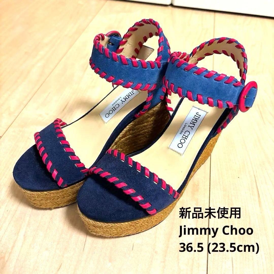 JIMMY CHOO ABIGAIL 100 Wedge Sole Sandals Mules Pumps Shoes 36.5 Navy raspberry