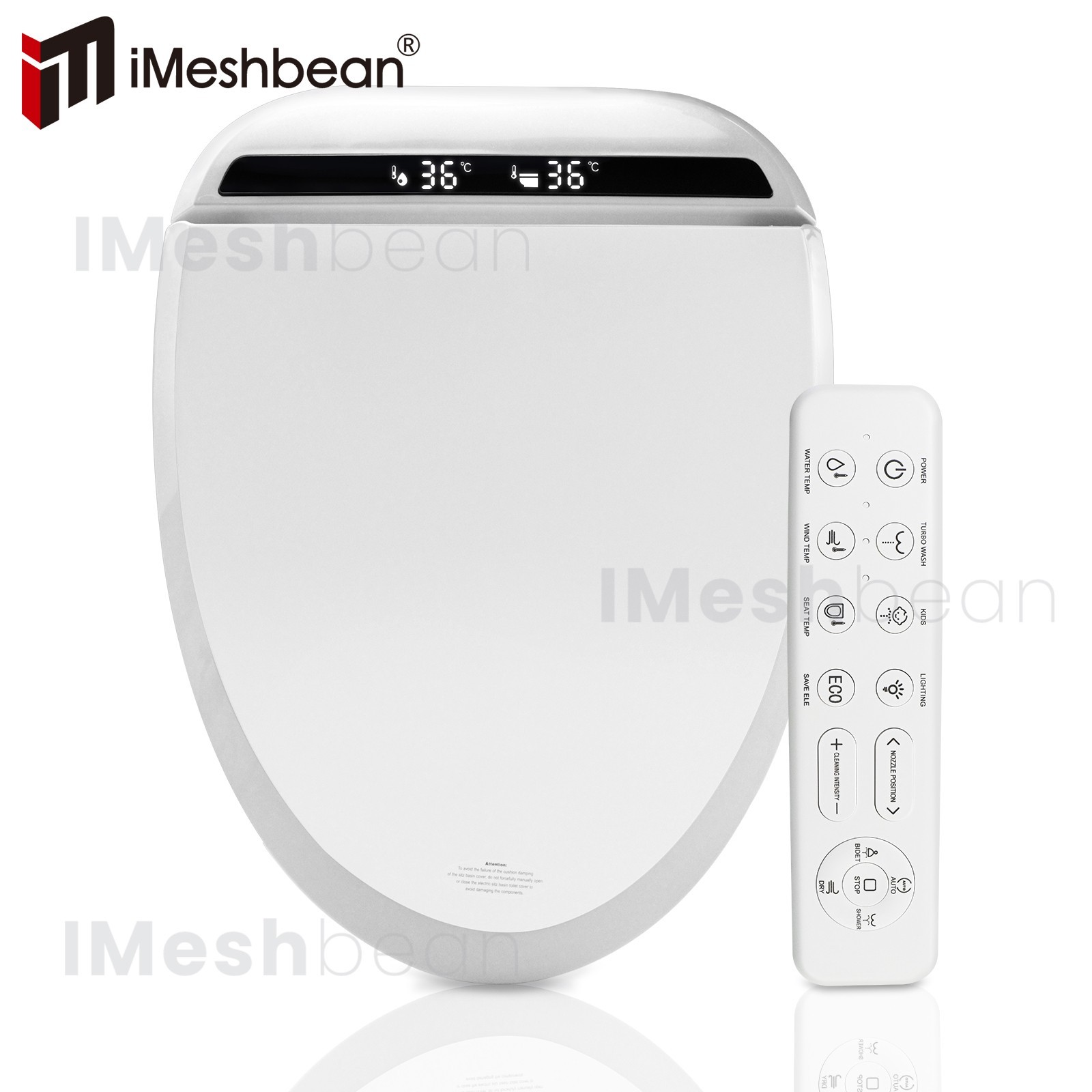 Elongated Smart Toilet Seat Electric Heated Bidet Auto Deodorization Nightlight