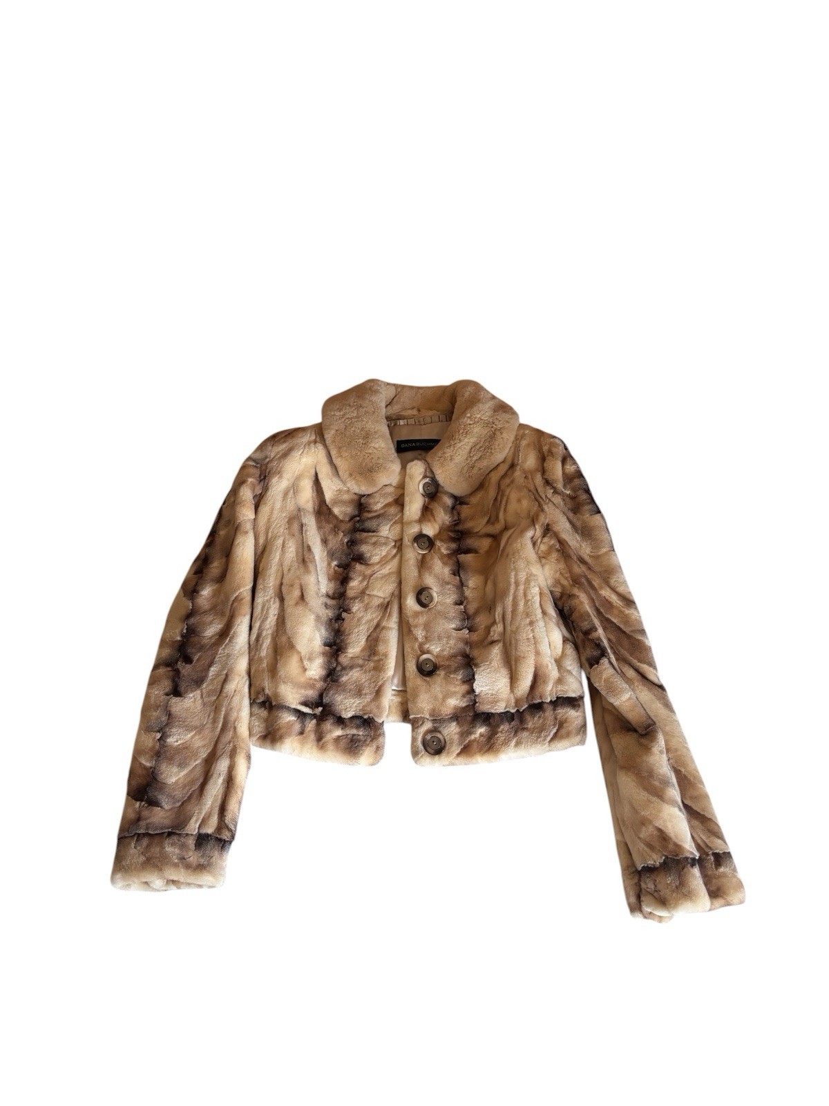 Vintage Dana Buchman Sheared Mink Fur Jacket Sculptural Collar Cropped Coat
