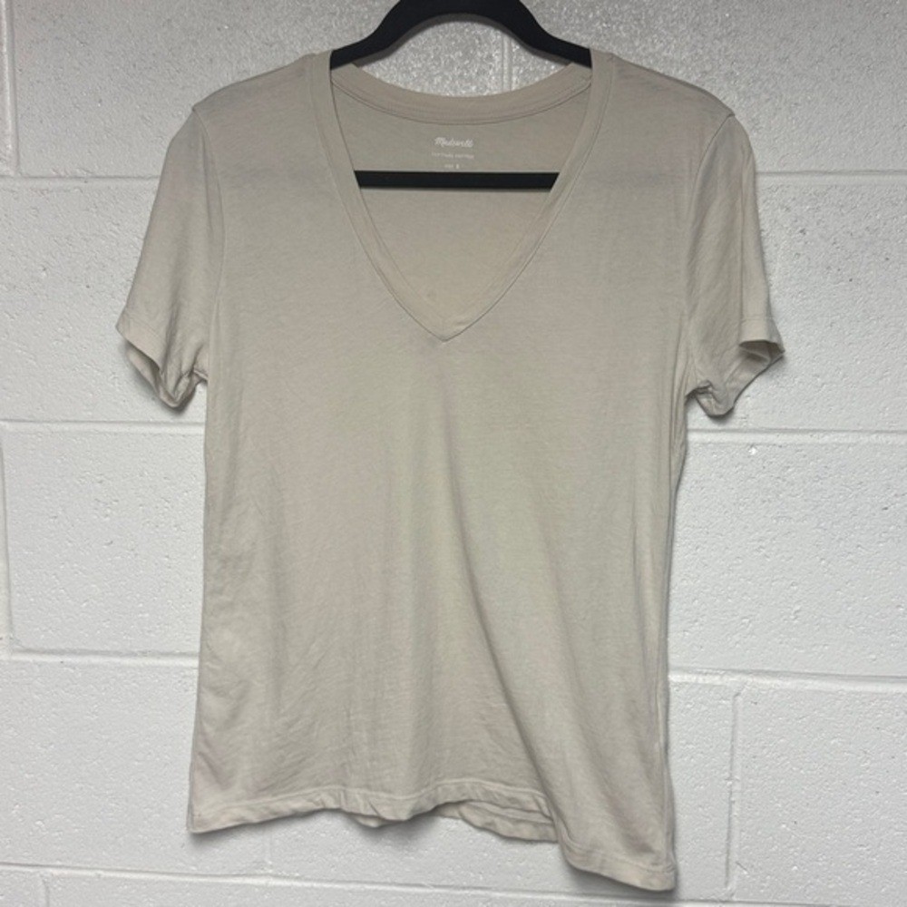 Madewell Softfade Cotton Beige Vneck Tee S Short Sleeve Cream T-Shirt Madewell Softfade Cotton Beige Vneck Tee S Short Sleeve Cream T-Shirt