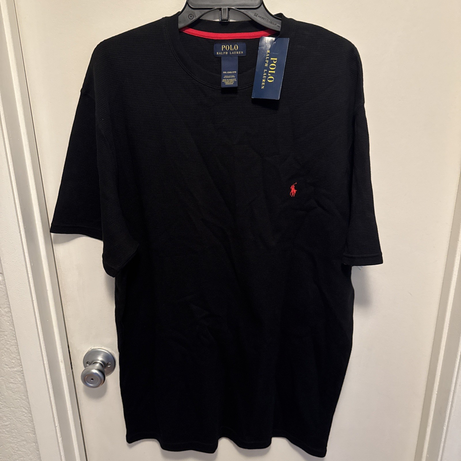 Polo Ralph Lauren Mens Black Crewneck T-Shirt Red Pony Logo 2XL NWT