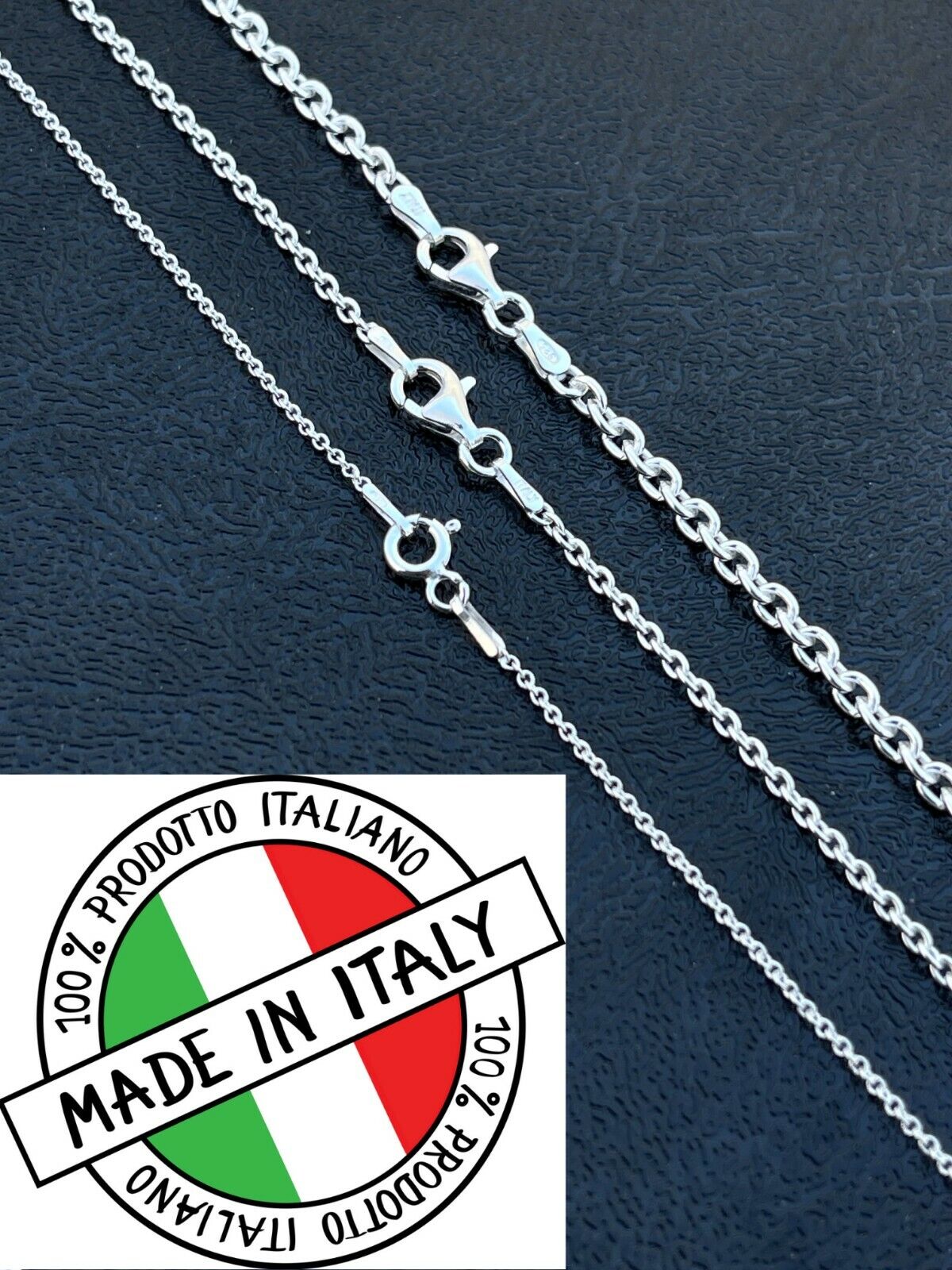 Real Solid 925 Sterling Silver Anchor Cable Chain Rolo Necklace 1mm - 3mm ITALY