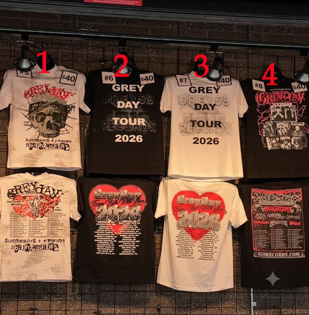 Suicideboys Gray Day Tour 2026 T-Shirt, 2 Sides Merch Tee Suicideboys Gray Day Tour 2026 T-Shirt, 2 Sides Merch Tee