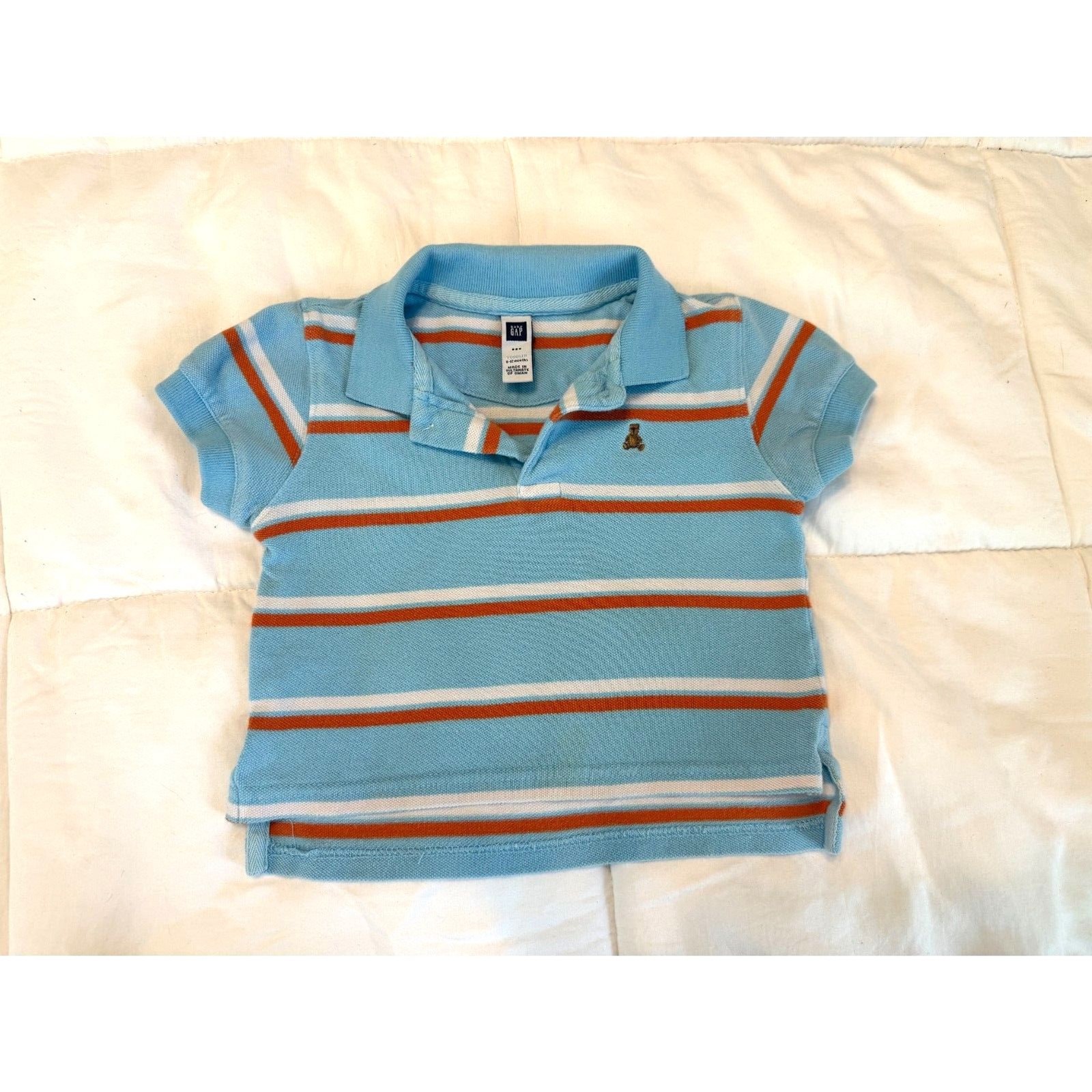 Baby Gap Blue Orange Striped Polo Shirt 6-12 Months Baby Gap Blue Orange Striped Polo Shirt 6-12 Months