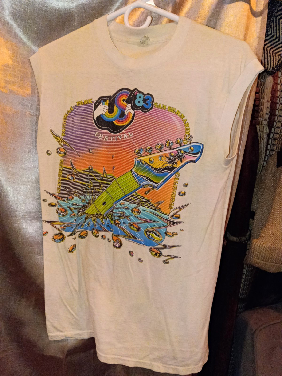 Vintage 1983 US Festival Rock Day Muscle T Shirt Sleeveless Bowie Clash Van