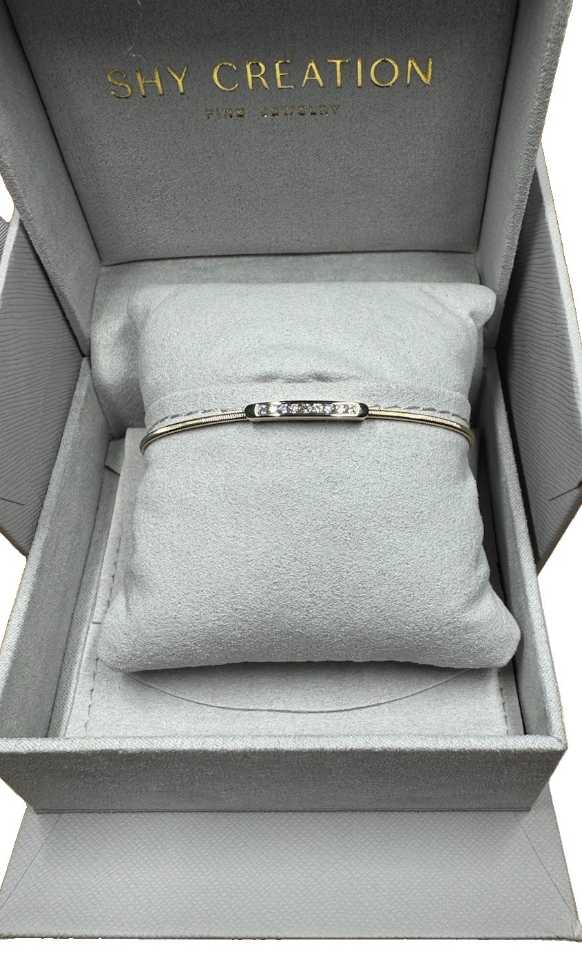 1) Shy Creation Corelli Collection Diamond Bar Flex Bangle Bracelet 1) Shy Creation Corelli Collection Diamond Bar Flex Bangle Bracelet