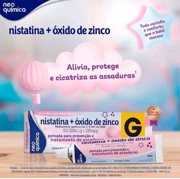 Nistatina + Zinc Oxide 200mg - Tratamento de Assaduras - High Quality.