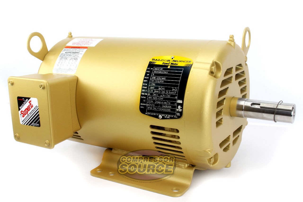 5 Hp 3 Ph Three Phase Electric Motor EM3218T Baldor 1750 RPM 184 T Frame