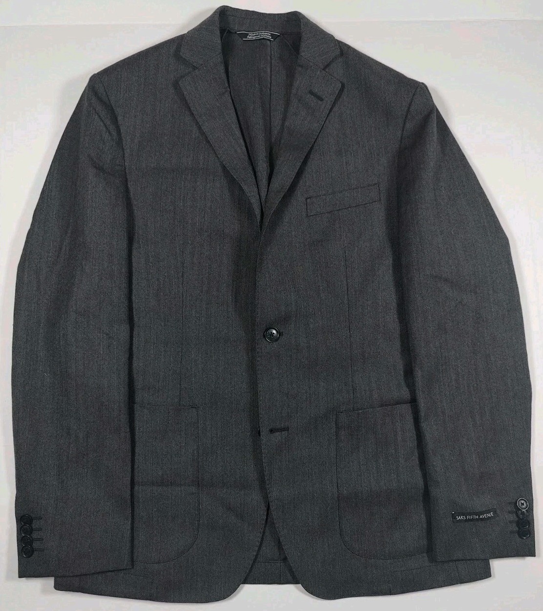 NWT Saks Fifth Avenue Via Manzoni Lite Charcoal Herringbone Wool Blazer 40R NWT Saks Fifth Avenue Via Manzoni Lite Charcoal Herringbone Wool Blazer 40R