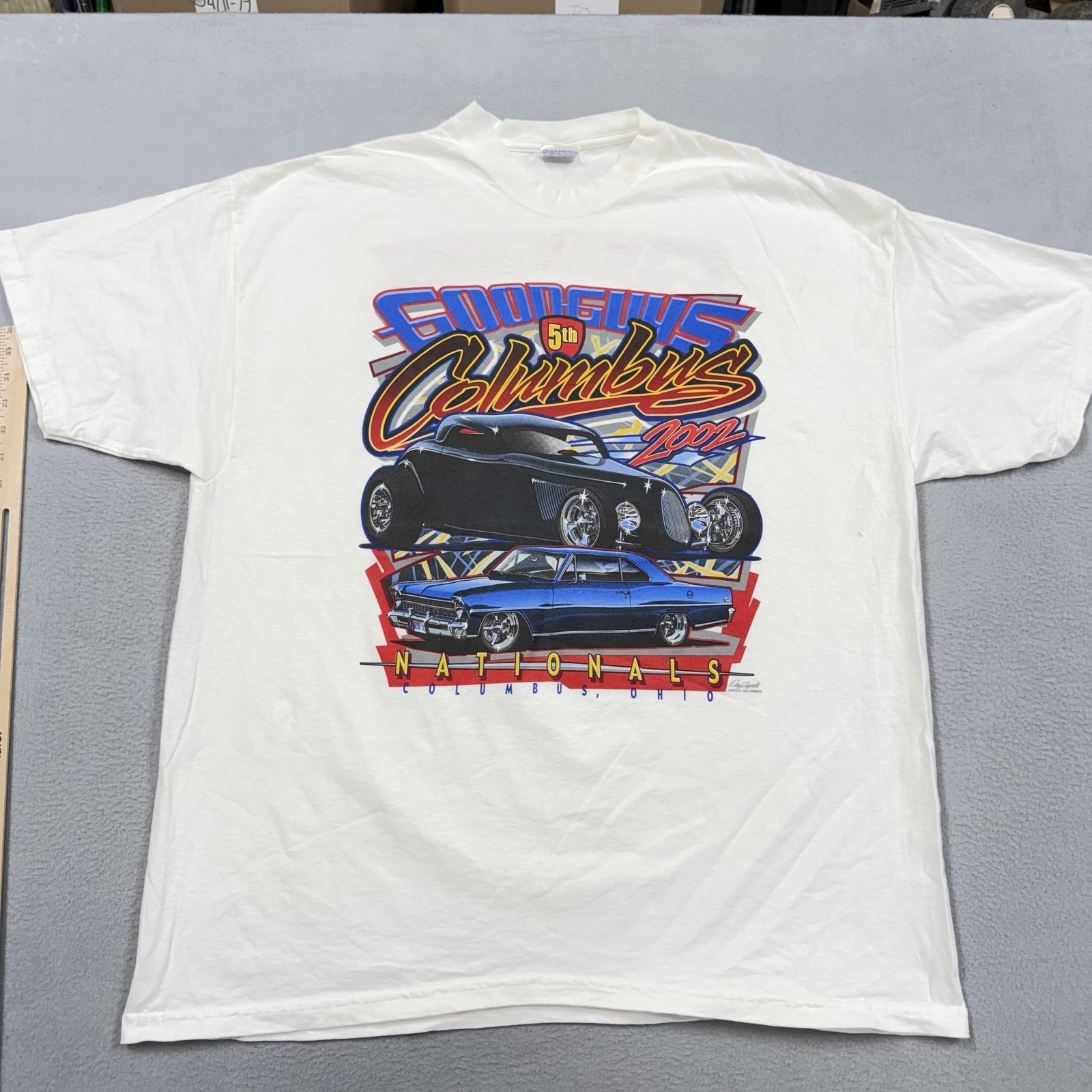 Vintage Goodguys Columbus Shirt Mens 2XL White NASCAR Racing 2001 Hanes Tee