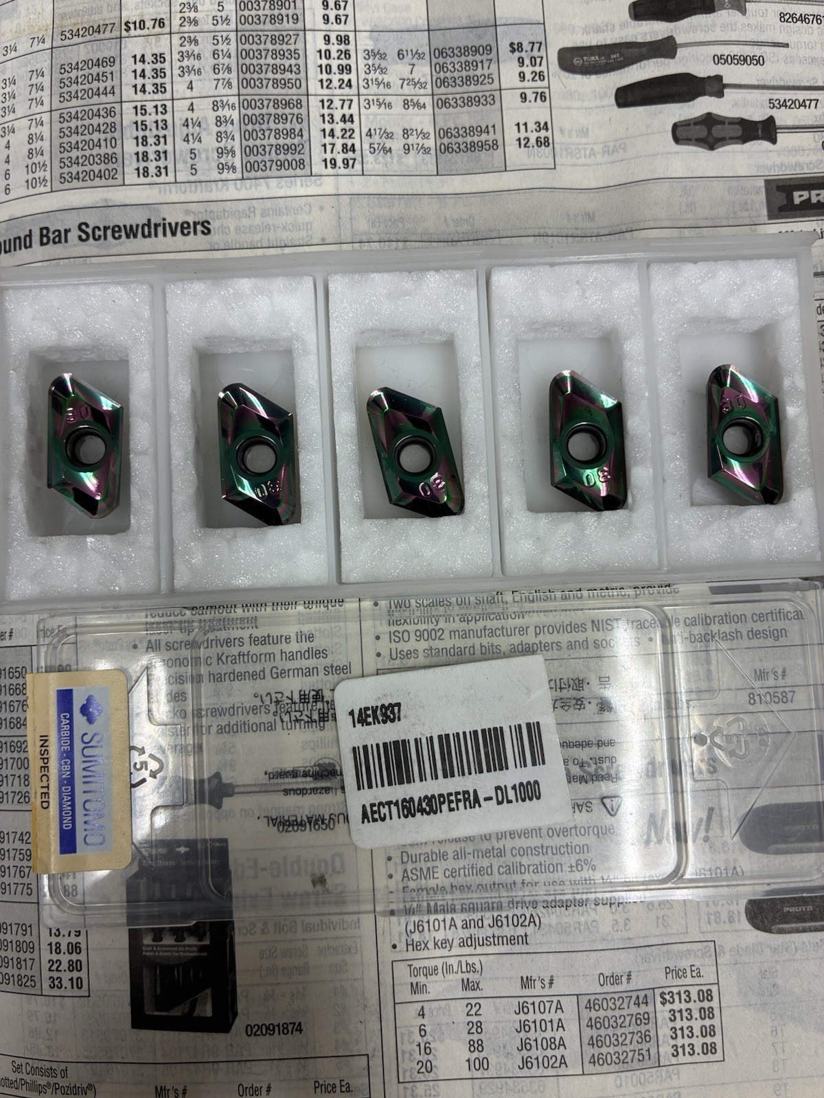 NEW Sumitomo AECT160404PEFRA-DL1000 PCD Diamond Milling Inserts 5pc NEW Sumitomo AECT160404PEFRA-DL1000 PCD Diamond Milling Inserts 5pc