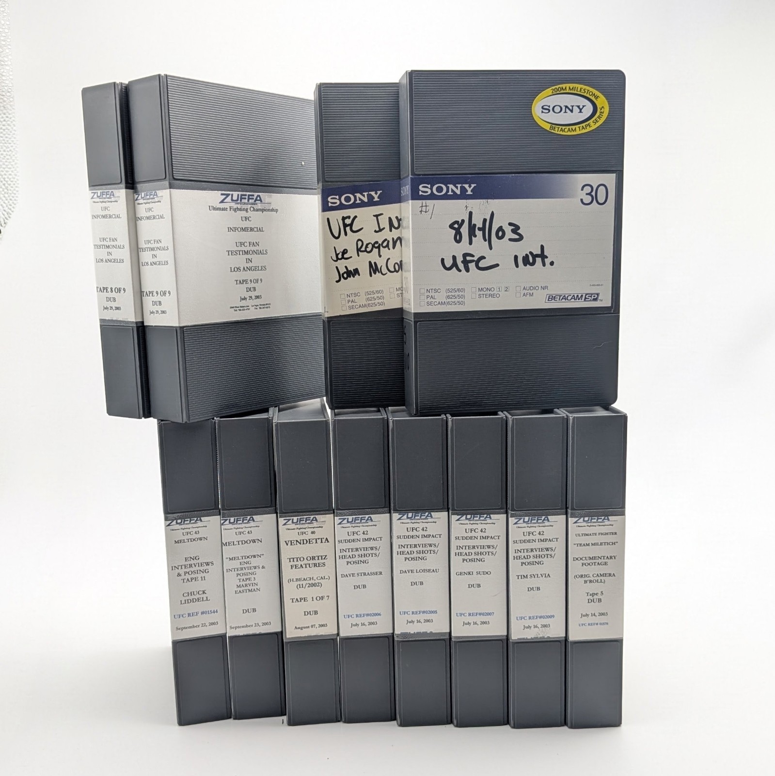 RARE UFC Zuffa Betacam SP Archive: Joe Rogan Chuck Liddell Tito Ortiz (13 Tapes)